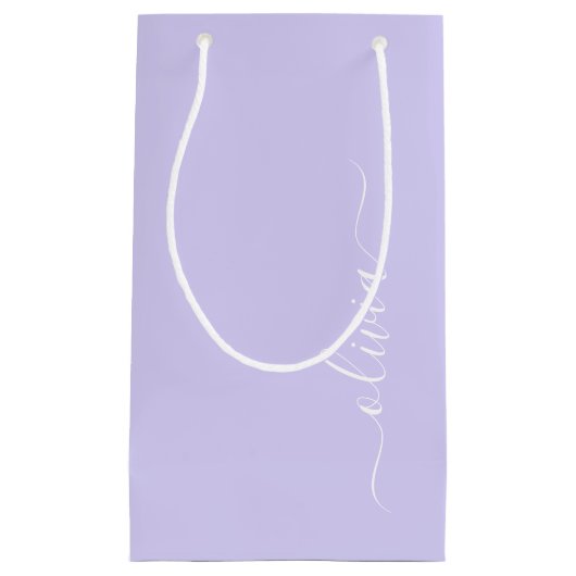 Lavendel Paarse Moderne Script Meisjesachtige Mono Klein Cadeauzakje (Voorkant)