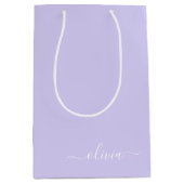 Lavendel Paarse Moderne Script Meisjesachtige Mono Medium Cadeauzakje (Voorkant)