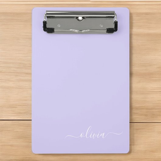 Lavendel Paarse Moderne Script Meisjesachtige Mono Mini Klembord