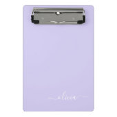 Lavendel Paarse Moderne Script Meisjesachtige Mono Mini Klembord (Voorkant)