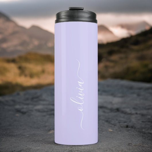 Lavendel Paarse Moderne Script Meisjesachtige Mono Thermosbeker
