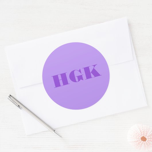 Lavendel Paarse  Monogram Ronde Sticker (Envelop)