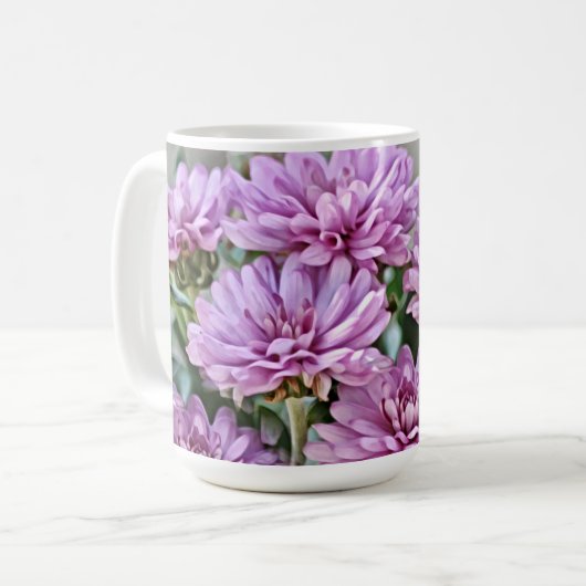 Lavendel Paarse Mum Flower Art Mok Cup (Voorkant links)