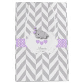 Lavendel Paarse Olifant Design - Baby shower Medium Cadeauzakje (Voorkant)