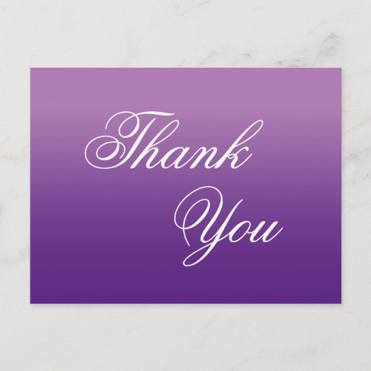 Lavendel Paarse Ombre Calligrafie Dank Je Briefkaart (Voorkant)