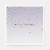 Lavendel Paarse Ombre Zilveren Confetti Sparkle Servet (Voorkant)
