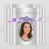 Lavendel Paarse Photo Bat Mitzvah Kaart (Voorkant / Achterkant)