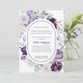 Lavendel Paarse pioenen Ovaal Border Wedding | Kaart (Staand voorkant)