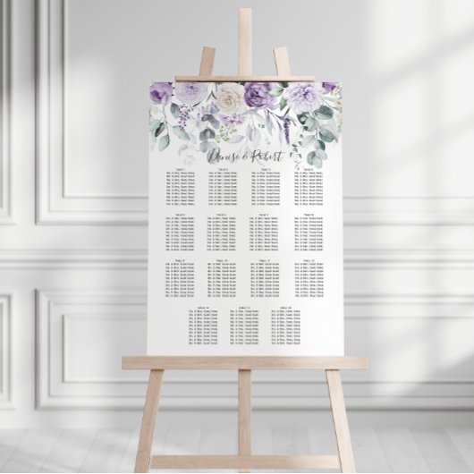Lavendel Paarse pioenen witte rozen zitkaart Poster