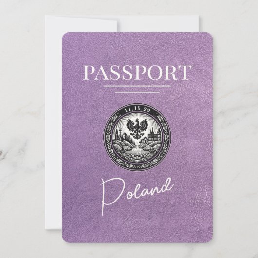 Lavendel Paarse Polen Paspoort Bewaar de datum Save The Date (Voorkant)