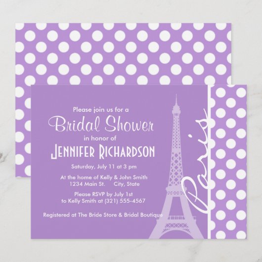 Lavendel Paarse Polka Dots; Parijs Kaart (Voorkant / Achterkant)