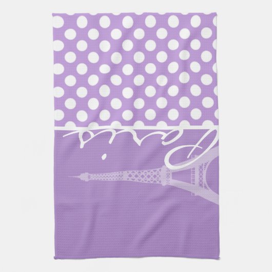 Lavendel Paarse Polka Dots; Parijs Theedoek (Verticaal)