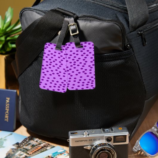 Lavendel Paarse polka stippen Bagagelabel (Voorkant /achterkant)