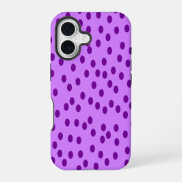 Lavendel Paarse polka stippen iPhone 16 Hoesje