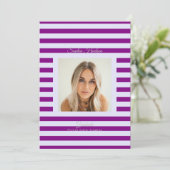 Lavendel Paarse Prep Middelbare School Foto Afstud Aankondiging (Staand voorkant)