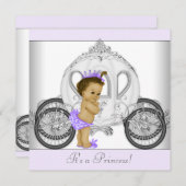 Lavendel Paarse Princess Baby shower Kaart (Voorkant / Achterkant)