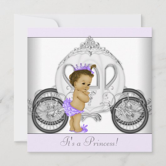 Lavendel Paarse Princess Baby shower Kaart (Voorkant)