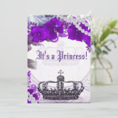 Lavendel Paarse Princess Baby shower Uitnodiging (Staand voorkant)