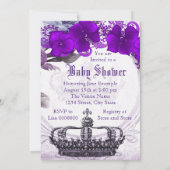 Lavendel Paarse Princess Baby shower Uitnodiging (Achterkant)