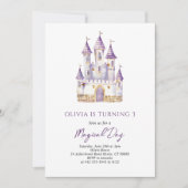 Lavendel Paarse Prinses Verjaardagsuitnodiging Kaart (Voorkant)