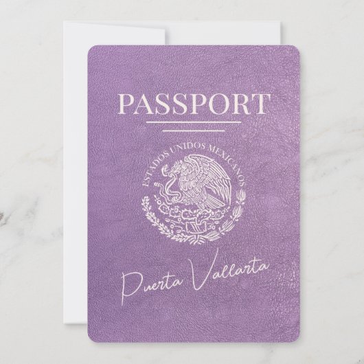 Lavendel Paarse Puerta Vallarta Paspoort bruiloft Kaart (Achterkant)