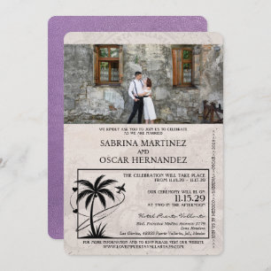 Lavendel Paarse Puerta Vallarta Paspoort bruiloft Kaart