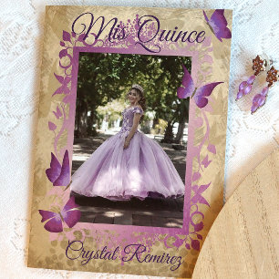 Lavendel Paarse Quinceanera Uitnodiging
