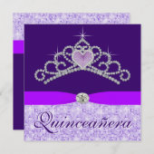  lavendel Paarse Quincenera Kaart (Voorkant / Achterkant)