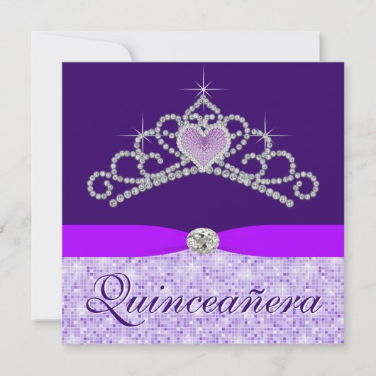  lavendel Paarse Quincenera Kaart (Voorkant)