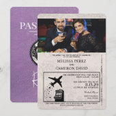 Lavendel Paarse Reno Paspoort Huwelijksuitnodiging Kaart (Voorkant / Achterkant)