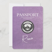 Lavendel Paarse Reno Paspoort Huwelijksuitnodiging Kaart (Achterkant)