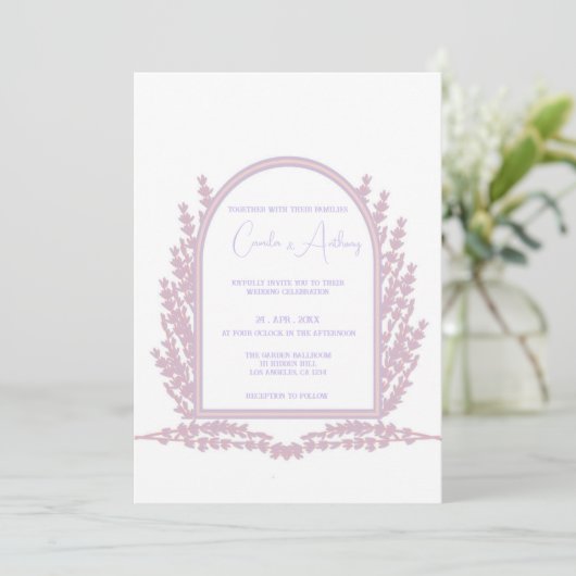 Lavendel Paarse Roze Bloemen Boho Bruiloft Kaart (Staand voorkant)