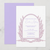 Lavendel Paarse Roze Bloemen Boho Bruiloft Kaart (Voorkant / Achterkant)