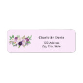Lavendel paarse roze rozen bloemen retour adres etiket (Voorkant)