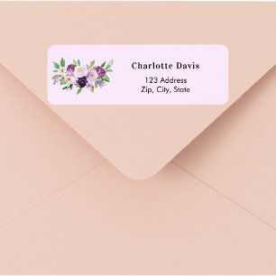 Lavendel paarse roze rozen bloemen retour adres etiket