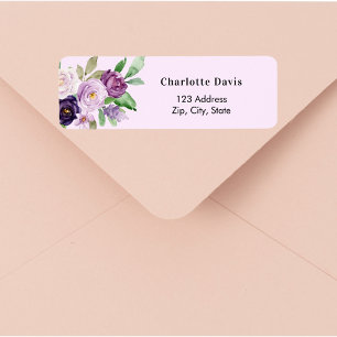 Lavendel paarse roze rozen bloemen retour adres etiket