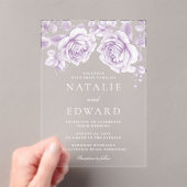  Lavendel Paarse Rozen bruiloft Acryl Uitnodigingen (Insitu (Draagbaar))