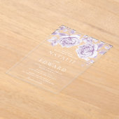  Lavendel Paarse Rozen bruiloft Acryl Uitnodigingen (Laagn)