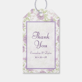 Lavendel Paarse Rozen Bruiloft Cadeaulabel