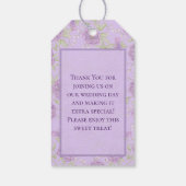 Lavendel Paarse Rozen Bruiloft Cadeaulabel (Achterkant)