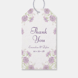 Lavendel Paarse Rozen Bruiloft Cadeaulabel