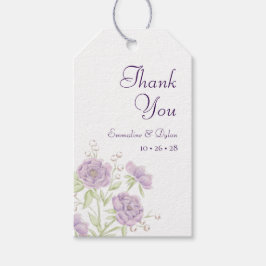 Lavendel Paarse Rozen Bruiloft Cadeaulabel