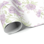 Lavendel Paarse Rozen Bruiloft Cadeaupapier (Rol Hoek)