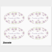 Lavendel Paarse Rozen Bruiloft Ovale Sticker (Vel)