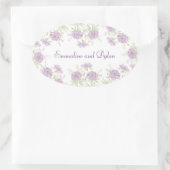 Lavendel Paarse Rozen Bruiloft Ovale Sticker (Tas)