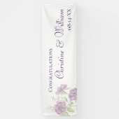 Lavendel Paarse Rozen Bruiloft Spandoek (Verticaal)