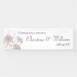 Lavendel Paarse Rozen Bruiloft Spandoek