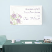 Lavendel Paarse Rozen Bruiloft Spandoek (Beurs)