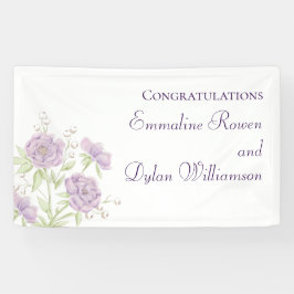 Lavendel Paarse Rozen Bruiloft Spandoek
