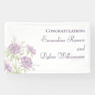 Lavendel Paarse Rozen Bruiloft Spandoek